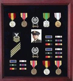 Extra Large Medal Display Case Cherry Finish The Military Gift Store