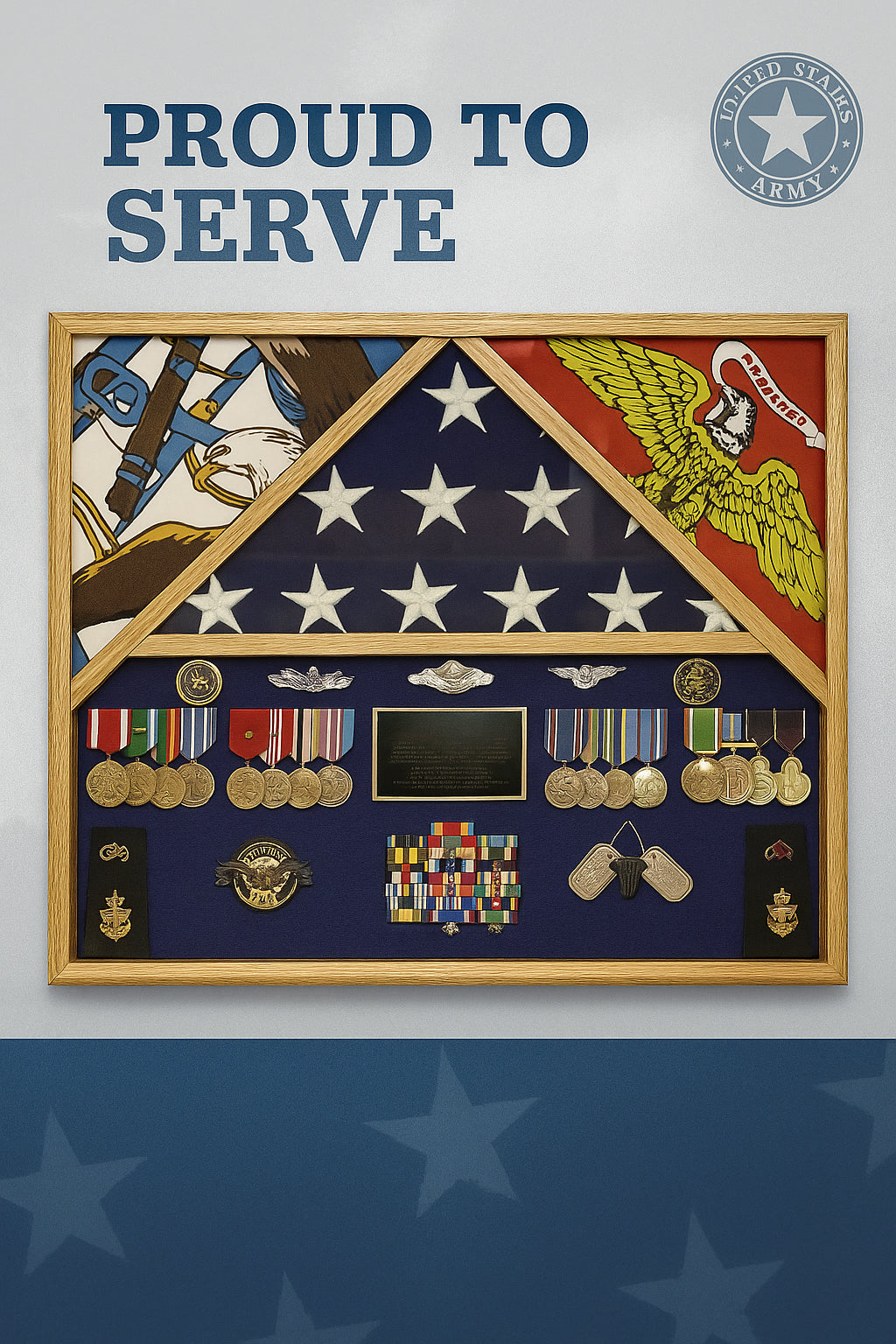 Flag Shadow case, 3 Flag Military Shadow Box - Fit 3' x 5' Flag or Fit 5' x 9.5' Casket Flag. The Military Gift Store