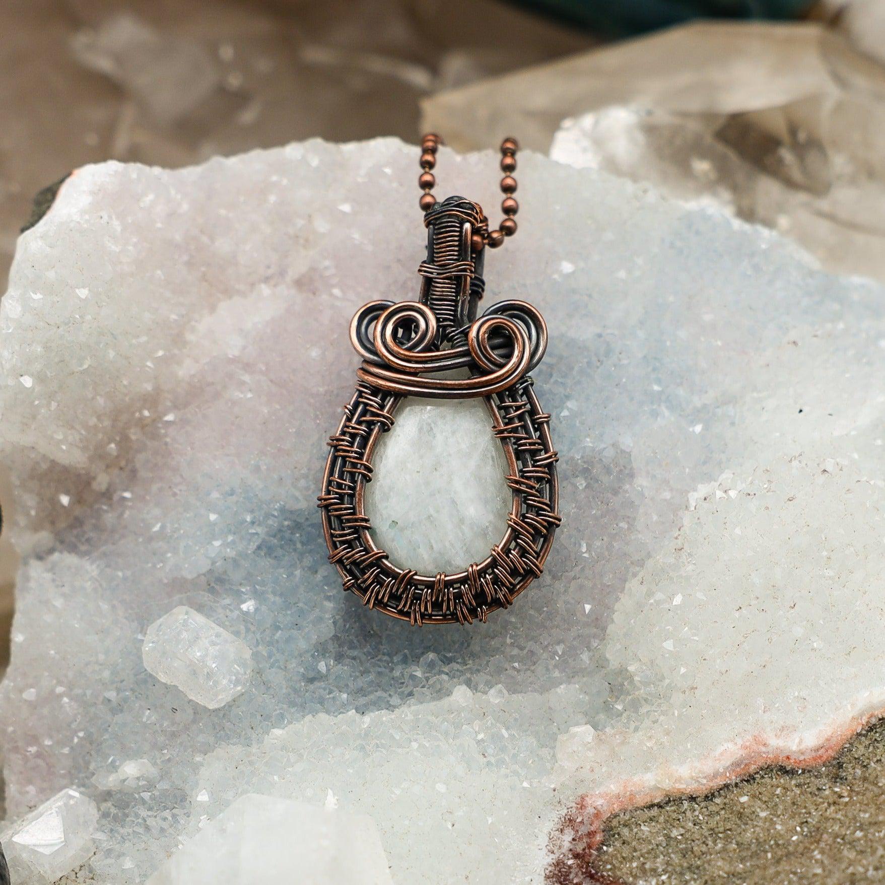 Moonstone Teardrop Wire Wrap Crystal Pendant - SJB-DIAMOND ELITES