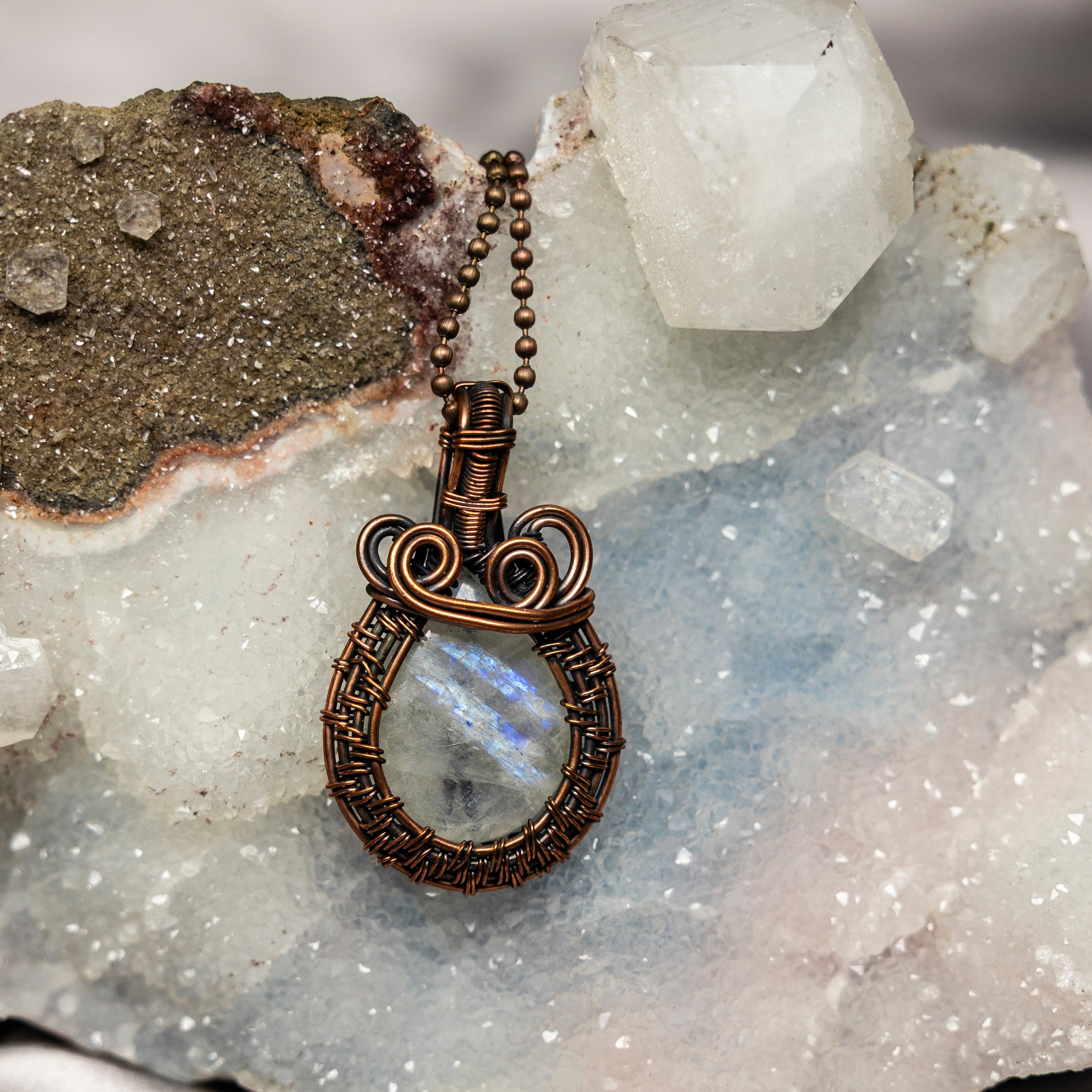 Moonstone Wire Wrap Crystal Pendant - SJB-DIAMOND ELITES