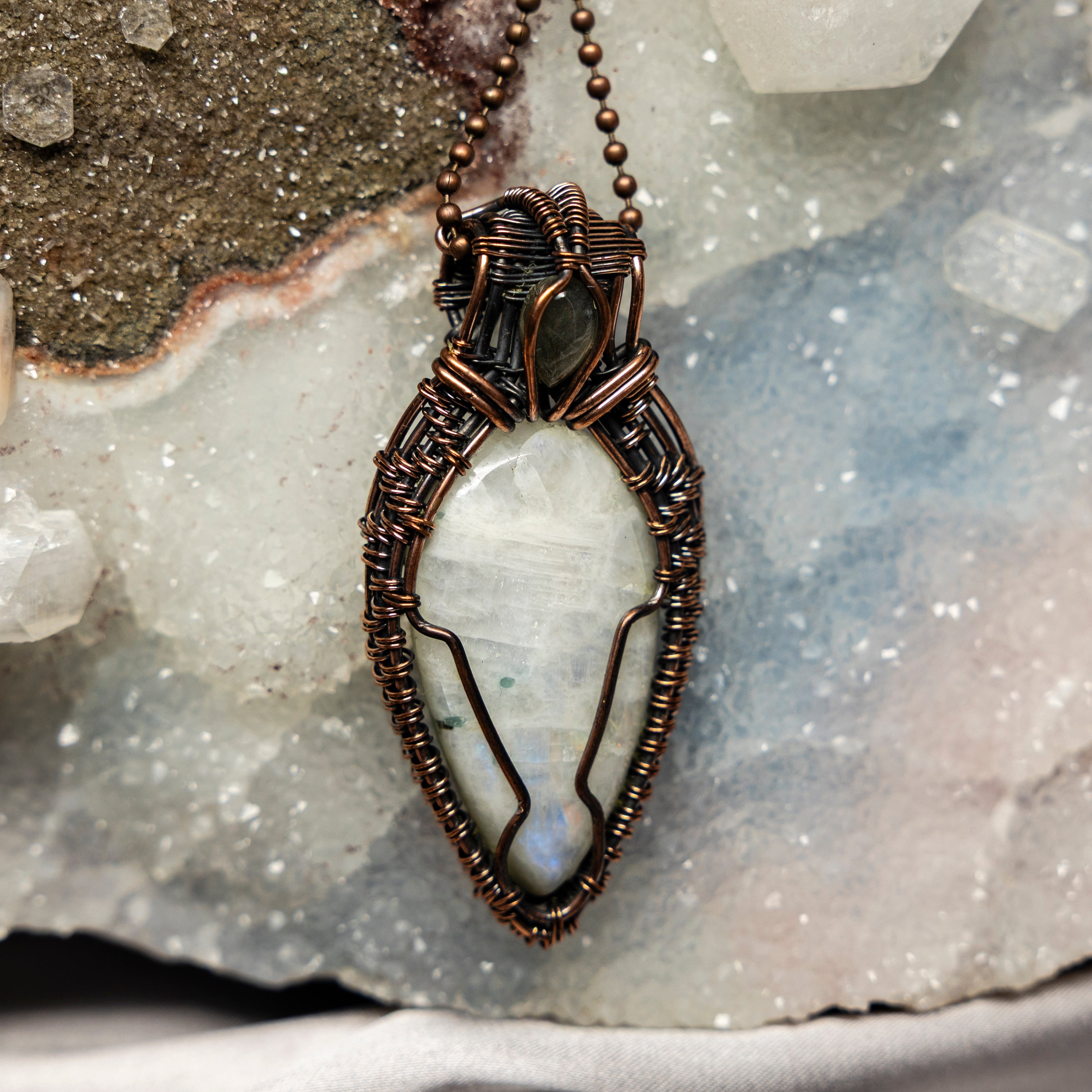 Moonstone Wire Wrap Crystal Pendant - SJB-DIAMOND ELITES