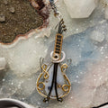 Moss Agate "Guitar" Wire Wrap Crystal Pendant #3 - SJB-DIAMOND ELITES
