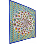 Yellow Geometric Peacock Tapestry Handmade Cotton 90x80