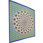 Yellow Geometric Peacock Tapestry Handmade Cotton 90x80