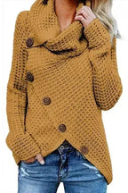 Mustard Buttoned Wrap Turtleneck Sweater - SJB-DIAMOND ELITES