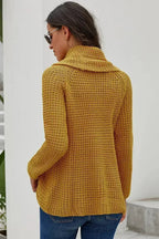 Mustard Buttoned Wrap Turtleneck Sweater - SJB-DIAMOND ELITES