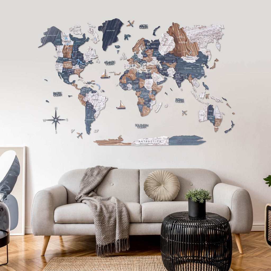 3D Wooden World Map Mystery Enjoy The Wood