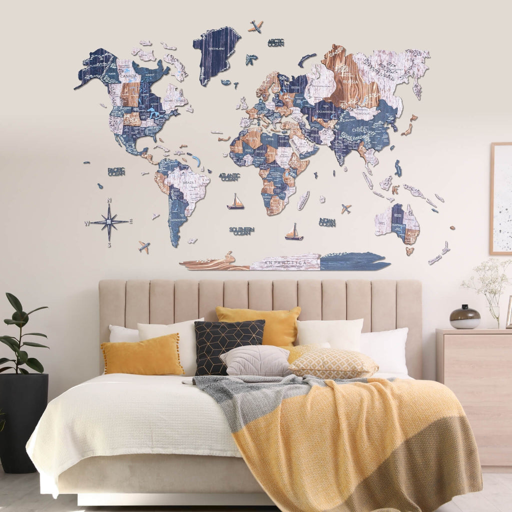 3D Wooden World Map Mystery Enjoy The Wood