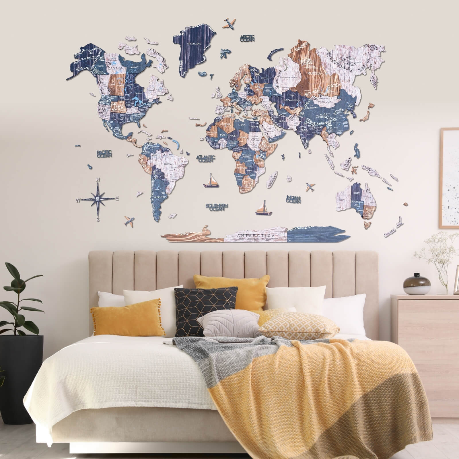 3D Wooden World Map Mystery Enjoy The Wood