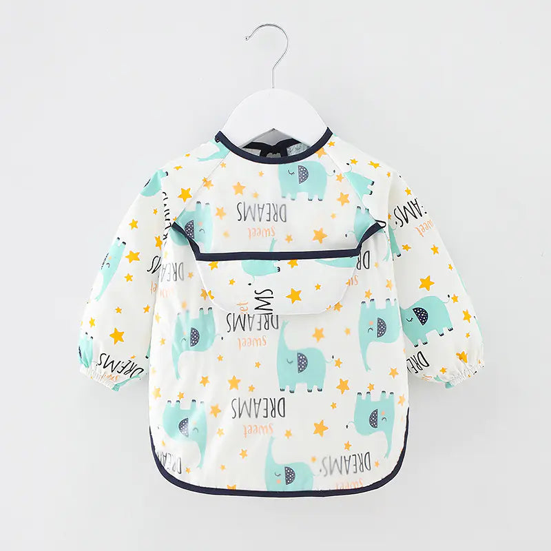 Waterproof Cotton Bib for Kids - Long Sleeve Feeding Apron