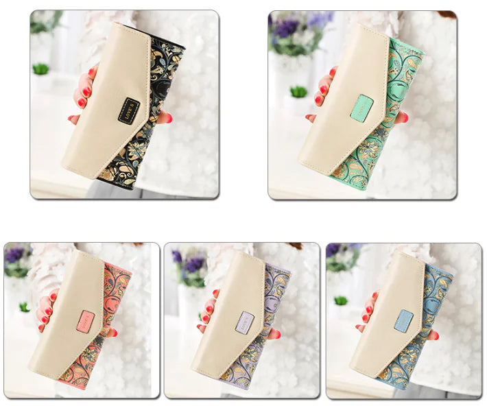 Fashion Women Leather Envelope Clutch Wallet Long Card Holder Purse Bag Handbag Pi-Mart