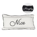 Naughty Or Nice Reversible Canvas Throw Pillow Black White Double Sided Holiday Decorative Accent BandsCo Straps