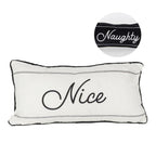 Naughty Or Nice Reversible Canvas Throw Pillow Black White Double Sided Holiday Decorative Accent BandsCo Straps