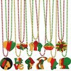 NOVWANG 21Pcs Black History Month Party Favors Beaded Necklaces Metallic Beads Necklaces for African American Black History Month Party Favors Decorations Supplies （11 Designs）
