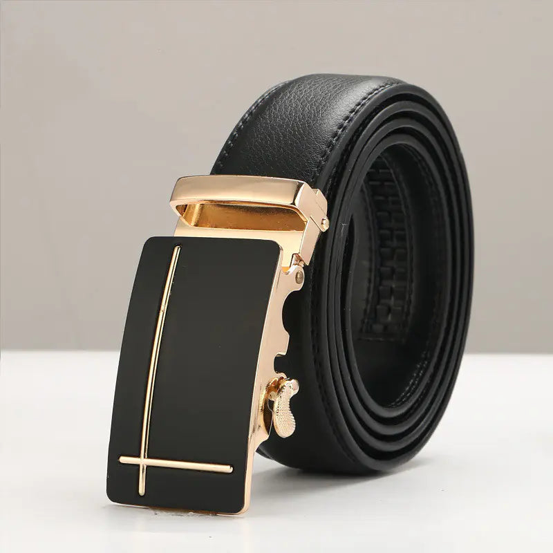 Genuine Leather Men's Belt with Automatic Buckle Pi-Mart