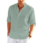 Men's Linen Long Sleeve Shirt Pi-Mart