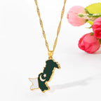 Pakistan Map and Flag Pendant Necklaces Lootquake LLC