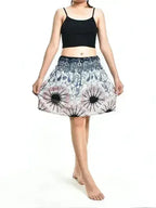 Bohotusk White Pink Inksplash Print Short Skirt SM to LXL