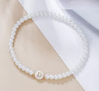 Dainty Faux Pearl Bead Initial Bracelet for Women Pi-Mart