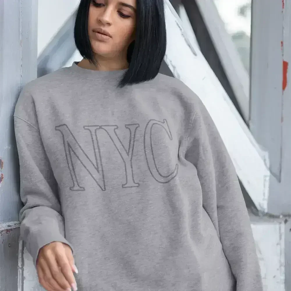 Oversized Logo NYC Grey Sweatshirt - Cotton Blend | Femstylo - SJB-DIAMOND ELITES