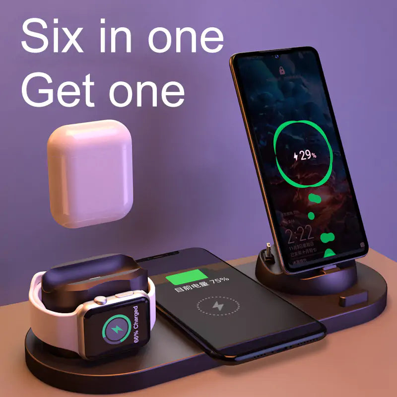 15W 6 in 1 Qi Wireless Charger Stand Pi-Mart