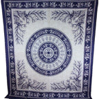 Navy Blue Tigers And Elephants Majestic Wall Tapestry