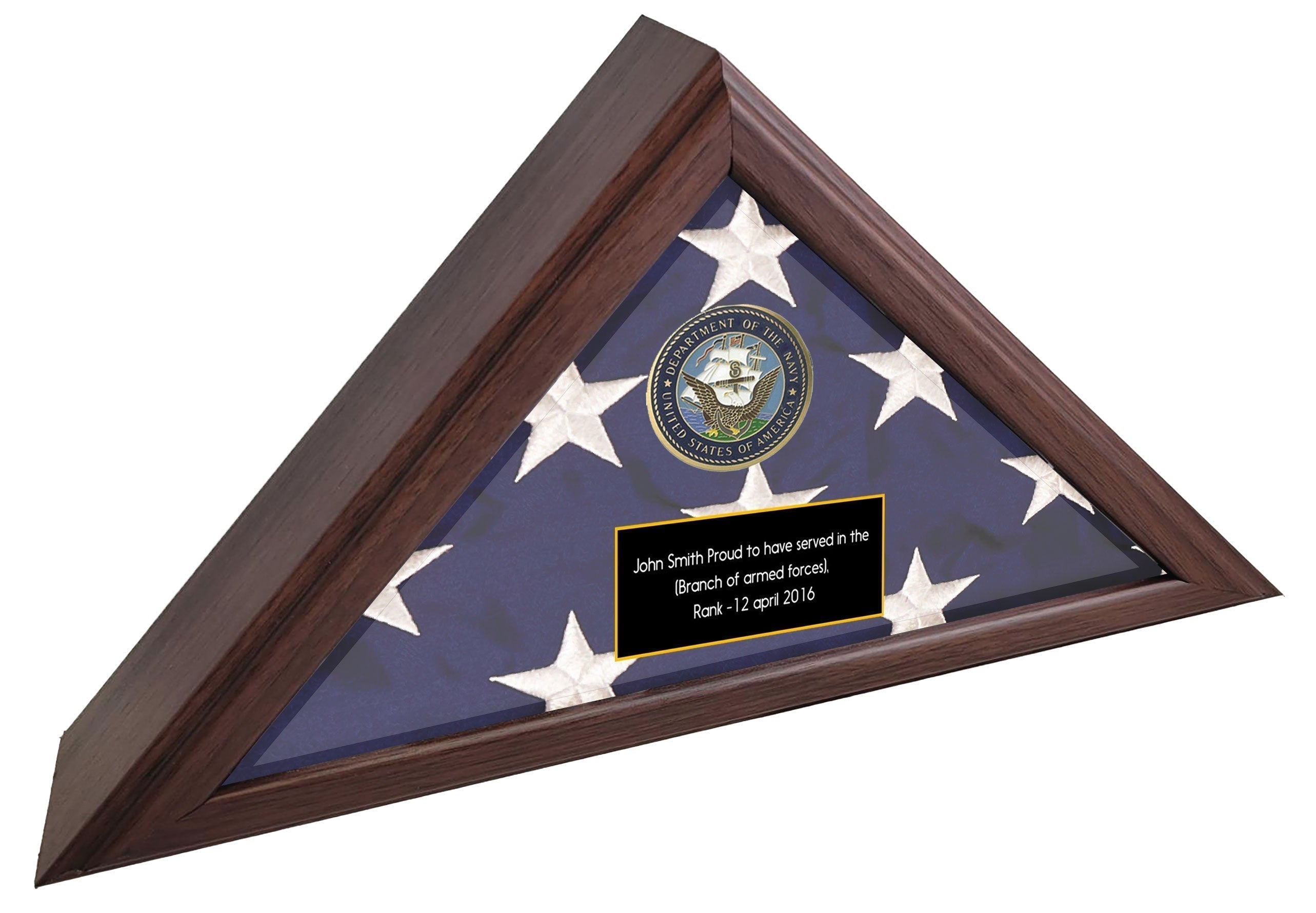 Personalized Army Flag Display Case, Army medallion flag  box American Made  - US Army Retirement Gift, Army Burial Flag Display case The Military Gift Store