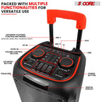 5Core Bluetooth Party Speaker 8 inch PA RGB Partybox Karaoke Machine + 2 Wireless Mic Pi-Mart