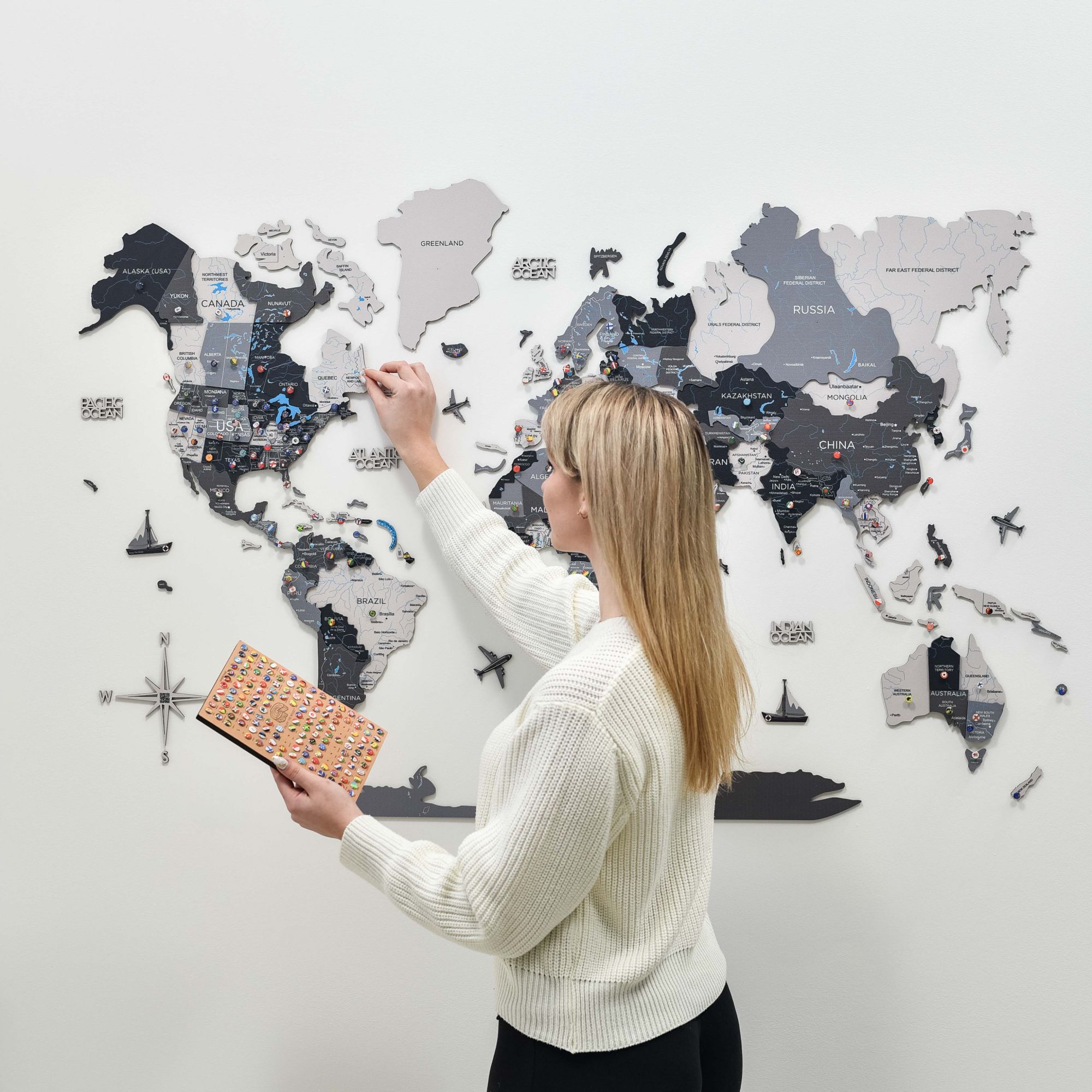 3D Wooden World Map Nordik Enjoy The Wood