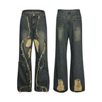 High Street Re-niche Deconstruction Tassel Hole Denim Men's Pants Lootquake LLC