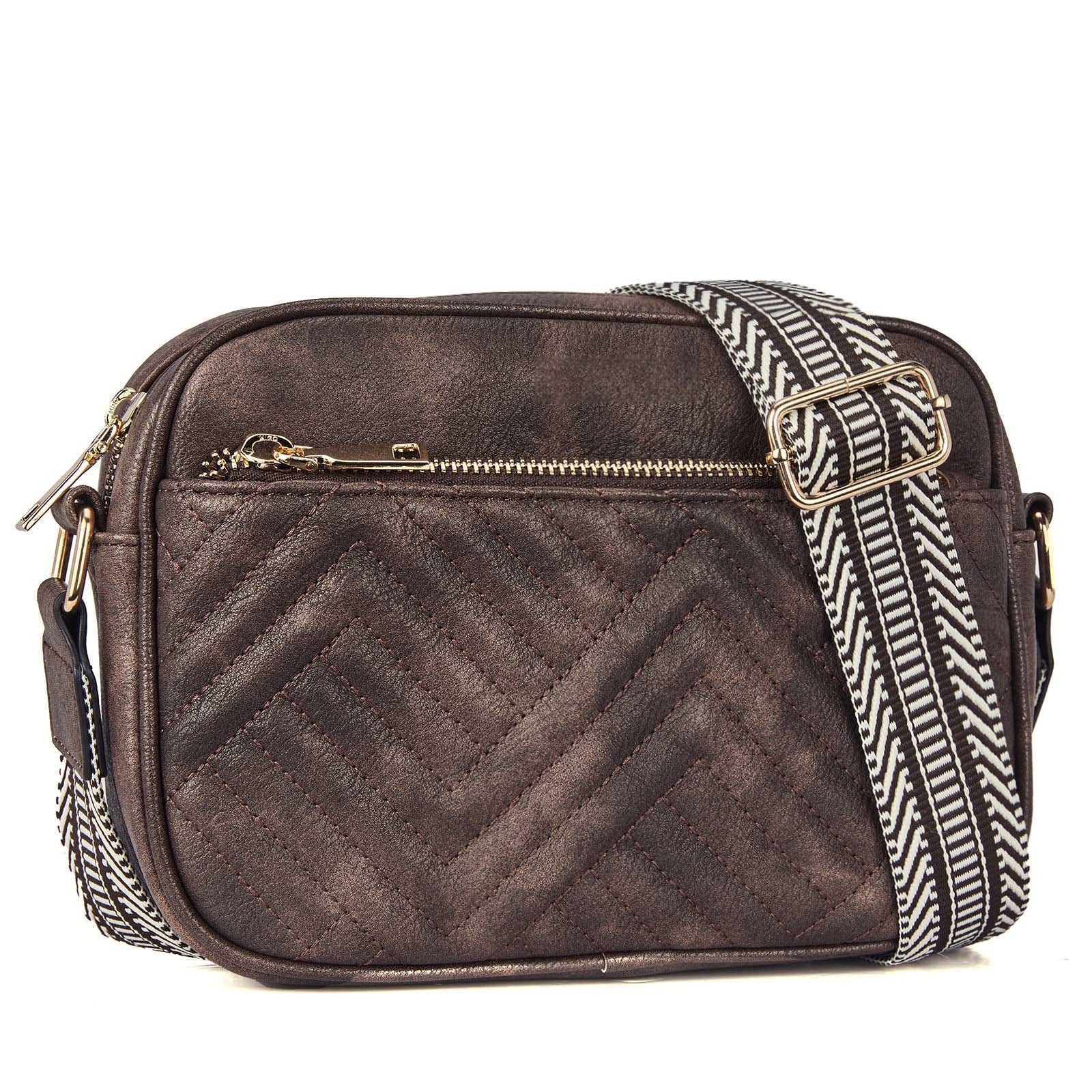 Vintage popular embroidered grid small women crossbody bag,Small Crossbody Purse for Women Triple Zip, - SJB-DIAMOND ELITES
