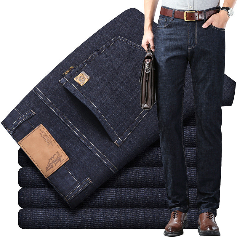 Thin Summer Cotton Elastic Ice Silk Quality Mid-high Waist Jeans Lootquake LLC
