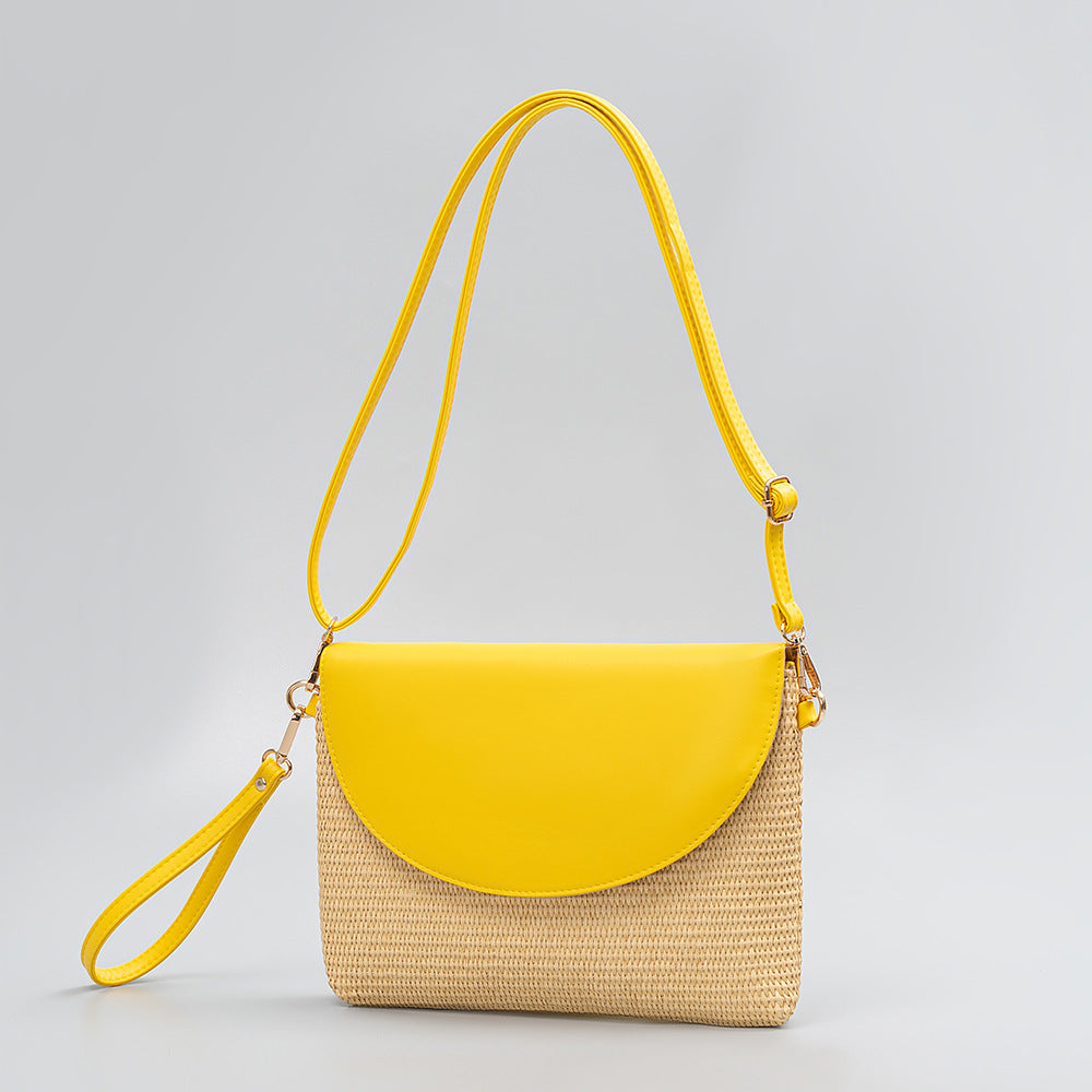 Holiday straw bag, small solid color shoulder bag, small crossbody beach bag, seaside beach bag evening clutch woven bag women - SJB-DIAMOND ELITES