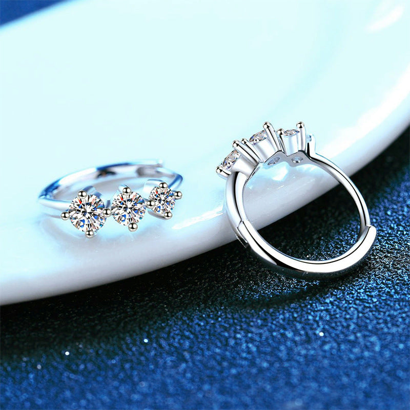 S925 Sterling Silver Plated Pt950 High-grade Ear Ring Moissanite Ear Studs