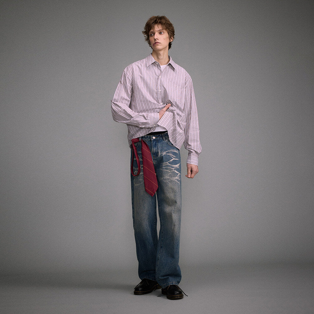 Washed Straight Jeans Men's Casual Long Pants Lootquake LLC