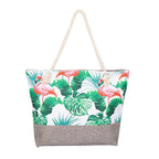 large capacity hemp rope linen ink printing shopping bag beach bag red-crowned crane shoulder seaside handbag women hobo - SJB-DIAMOND ELITES