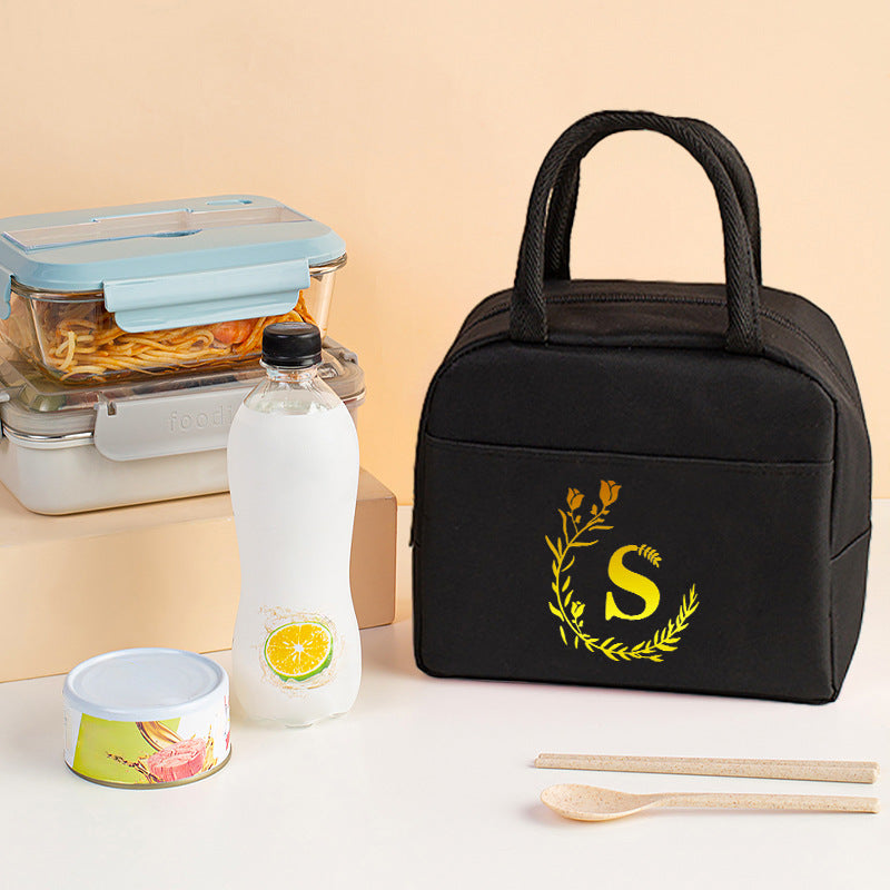 Letter pattern printed thermal insulation bag, lunch box bag, tote aluminum foil ice bag, lunch storage picnic bag, fresh-keeping bag - SJB-DIAMOND ELITES