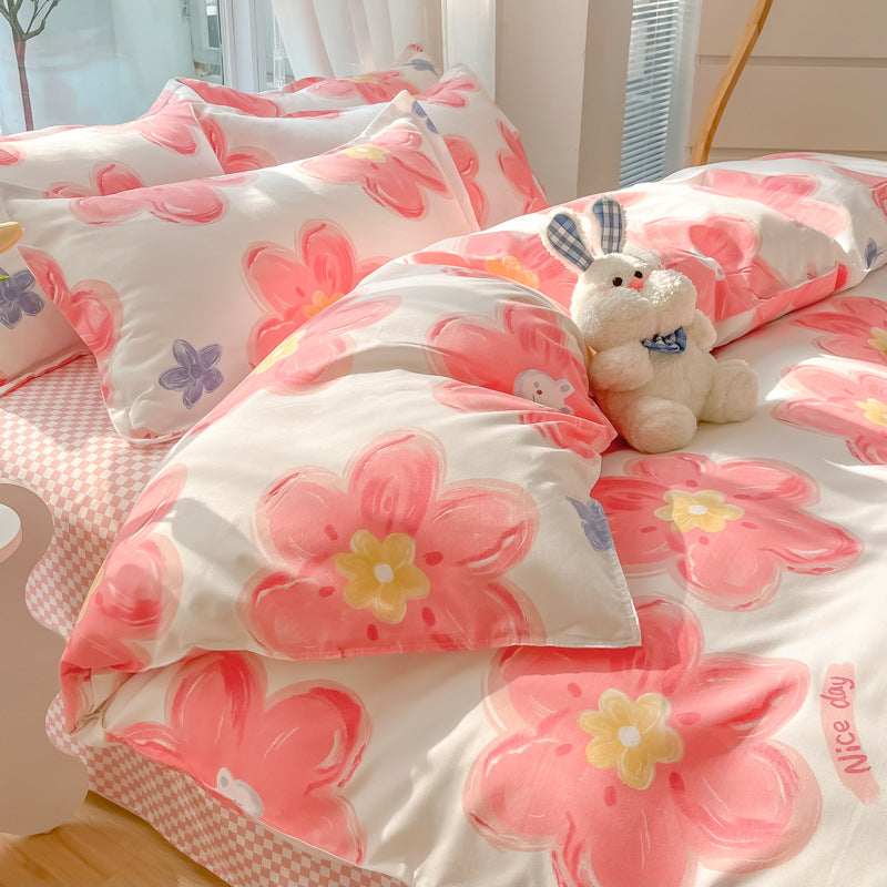 Four-piece Set Sanding Skin Bed Sheet Quilt Cover Pi-Mart