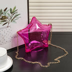 Silver Pentagram Chain evening Bag, Acrylic Mini Change, Key Lipstick Purse, Crossbody Prom Bag, Party Purse, Prom Bags Clutch, Wedding Purse - SJB-DIAMOND ELITES