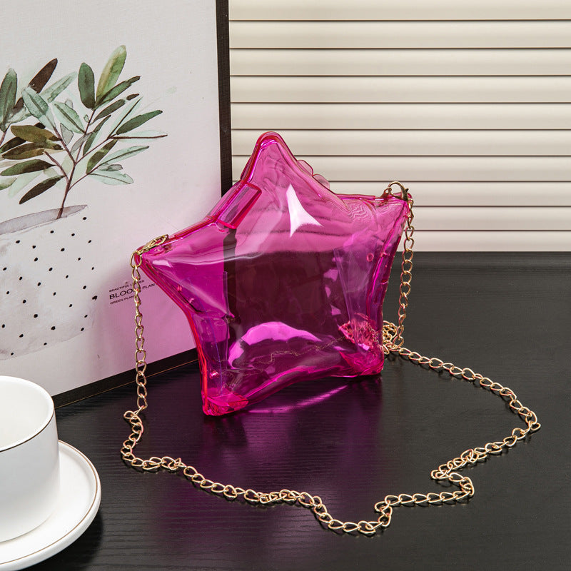 Silver Pentagram Chain evening Bag, Acrylic Mini Change, Key Lipstick Purse, Crossbody Prom Bag, Party Purse, Prom Bags Clutch, Wedding Purse - SJB-DIAMOND ELITES