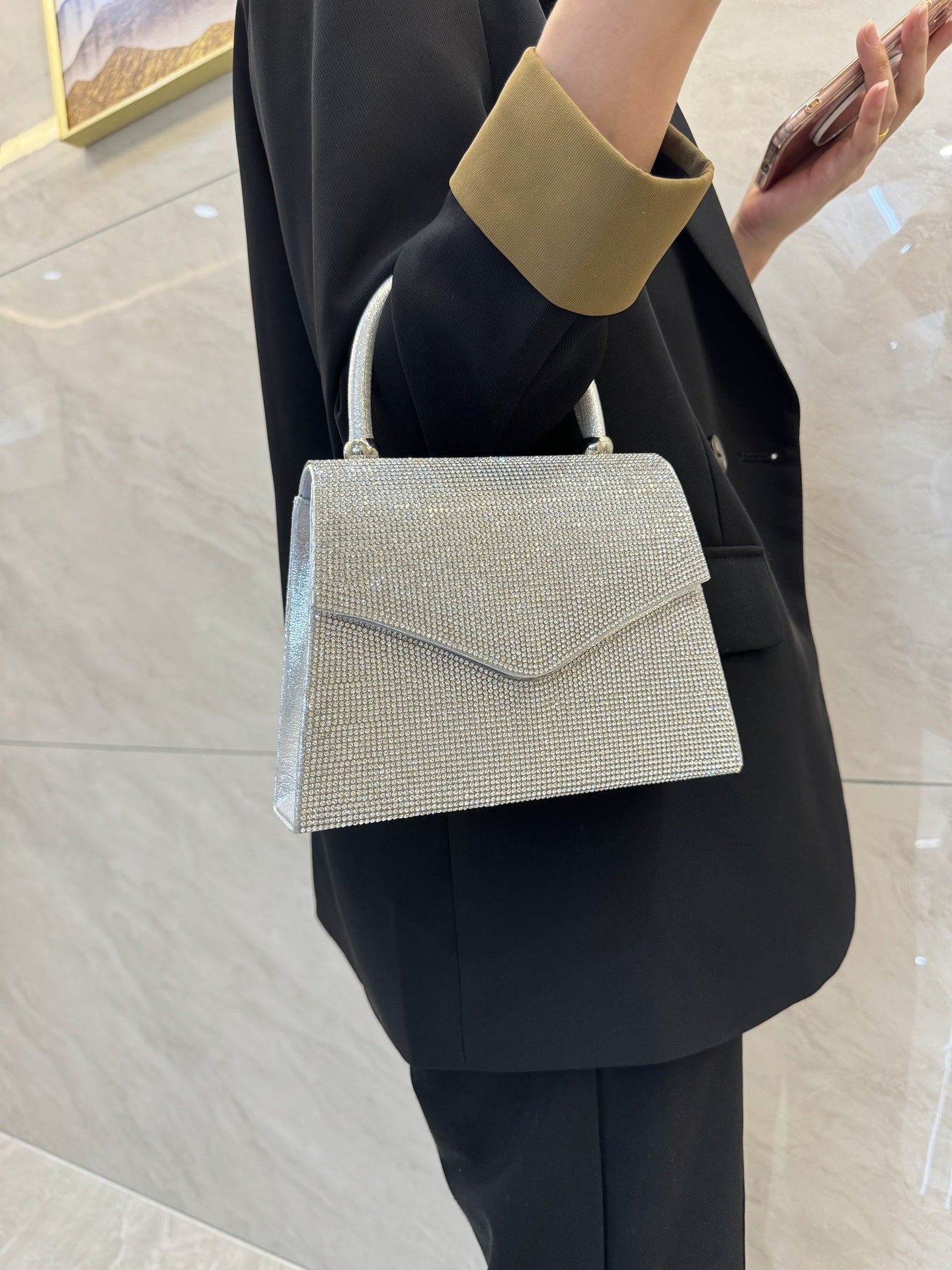 Evening Bag Clutch Purses for Women, Rhinestone silver dinner handbag SHOMICOBOUTIQUE