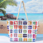 Printed beach bag, large capacity casual shoulder tote bag, simple fashion summer travel tote bag lightweight - SJB-DIAMOND ELITES