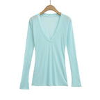 Deep V Neck Sheer T-Shirt black