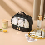 Transparent double layers cosmetic bag, travel large-capacity portable storage bag, PVC waterproof handbag cosmetic toilet bag, transparent makeup purse,Makeup bag with compartments, - SJB-DIAMOND ELITES