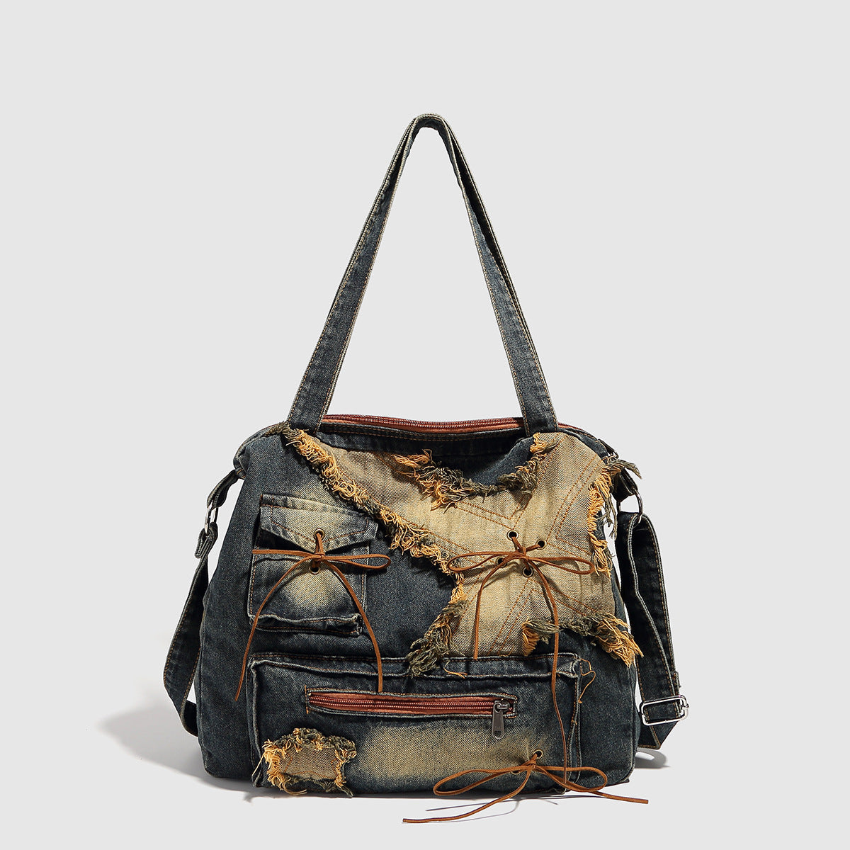 Large capacity hobo shoulder tote bag, Spice Girl bag women's old retro shoulder bag, washed denim bag, casual women's bag - SJB-DIAMOND ELITES