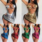 Senior Electric Sensitivity Syllables One-piece Swimsuit Hip Skirt Set Sexy Hottie Lace-up Jumpsuit