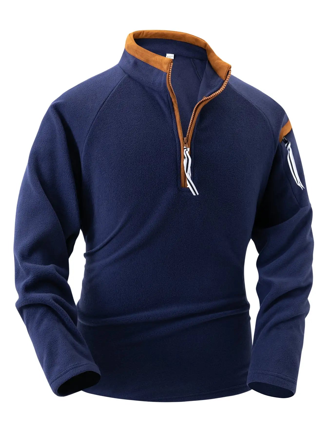 Stand Collar Half Zip Long Sleeve Tactical Arm Zipper Sweater