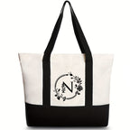 Canvas shoulder bag, large capacity letter print tote bag, women's fashion lightweight portable gift bag - SJB-DIAMOND ELITES