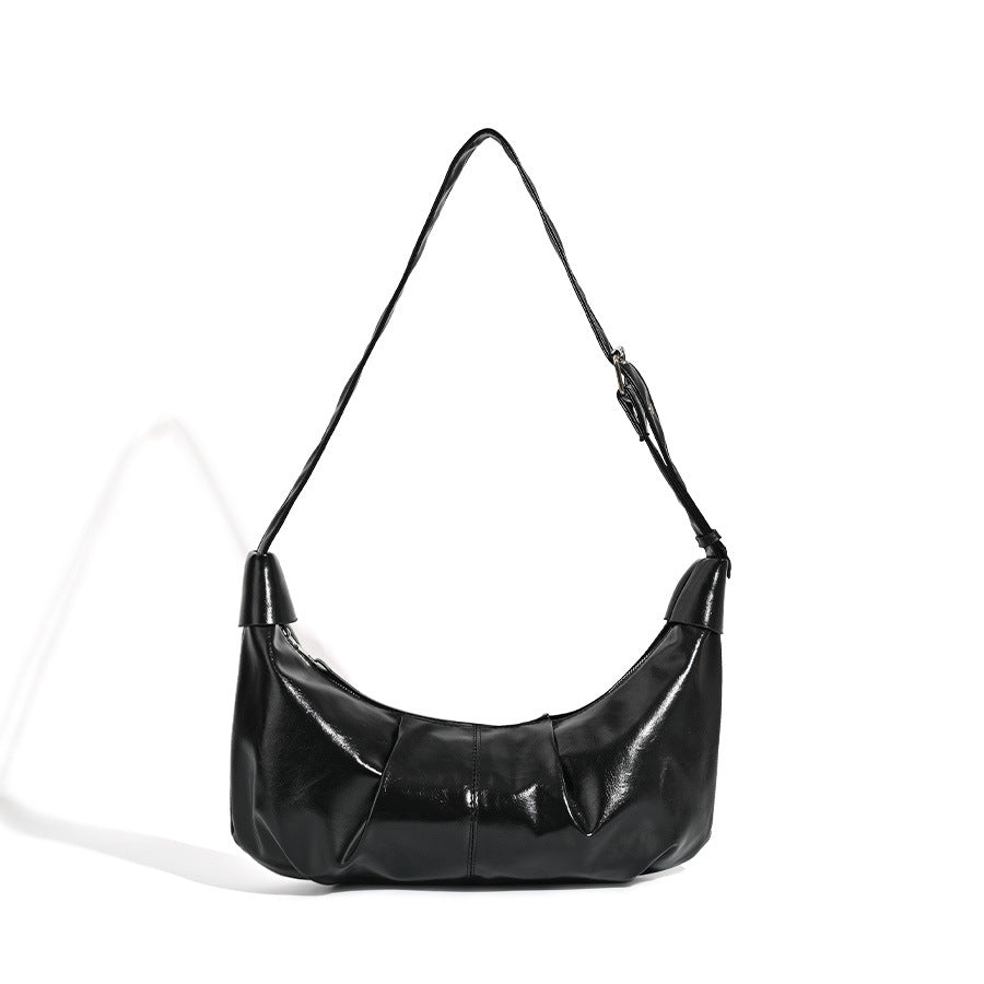 Versatile black shoulder bag, vintage pleated shoulder bag, crossbody hobo bag - SJB-DIAMOND ELITES