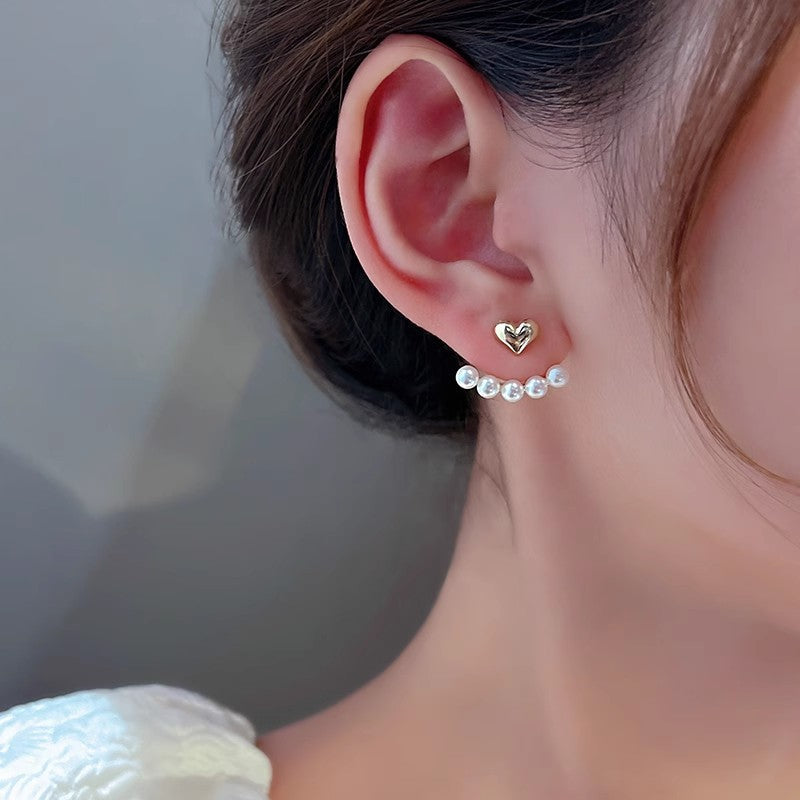 Silver Needle Small Pearl Stud Earrings Female Design Pi-Mart